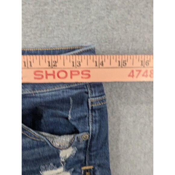 Amberican Eagle Denim Shorts Womens Size 4 Blue Cut Off Distressed Zipper Slits - Picture 5 of 16